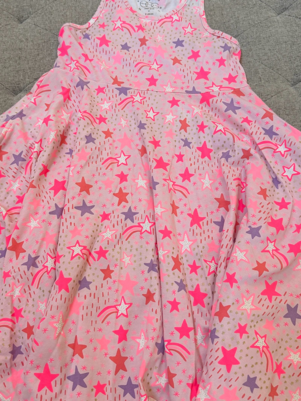 EUC EGG NEW YORK TANK TWIRL DRESS PINK STARS SLEEVELESS DRESS SIZE 8 - Picture 2 of 3